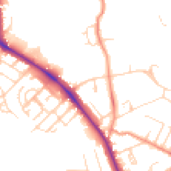 Daytime road noise heatmap for LS16 5NJ