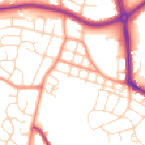 Daytime road noise heatmap for LS16 5QB