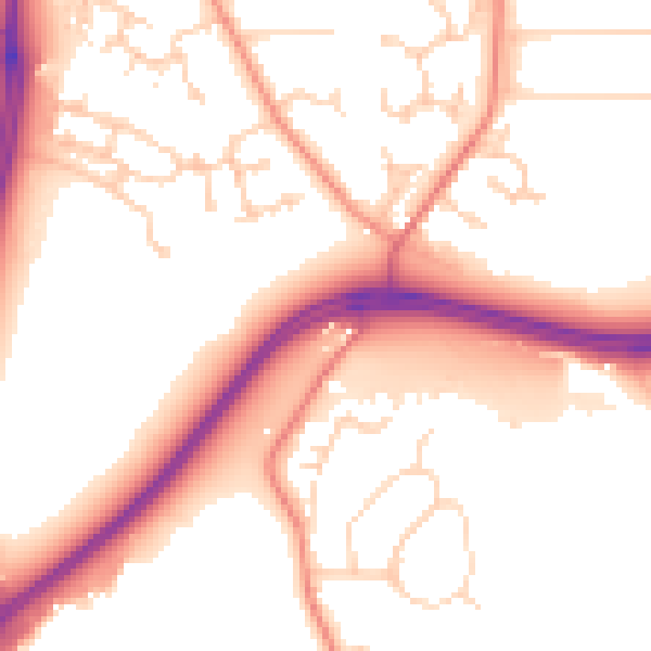 Daytime road noise heatmap for LS16 5QQ