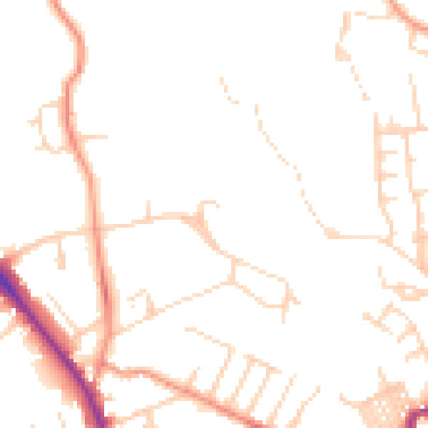Daytime road noise heatmap for LS16 5QZ