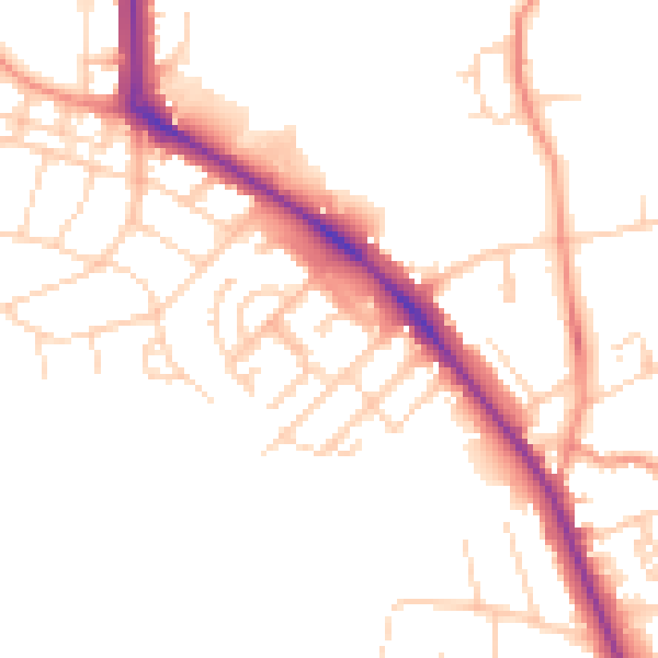 Daytime road noise heatmap for LS16 5RP