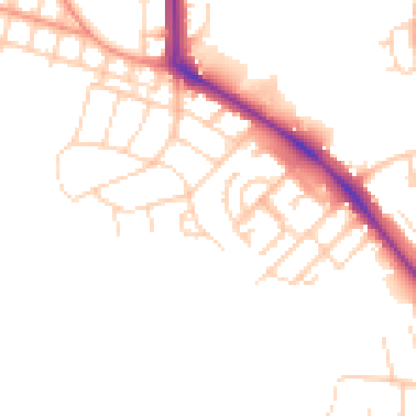 Daytime road noise heatmap for LS16 5RU