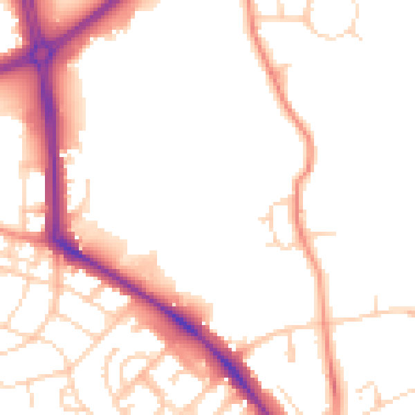 Daytime road noise heatmap for LS16 5TX
