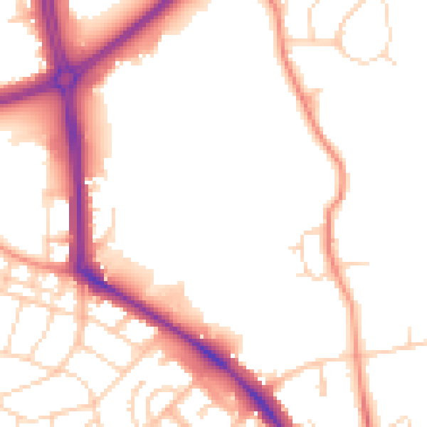 Daytime road noise heatmap for LS16 5TY