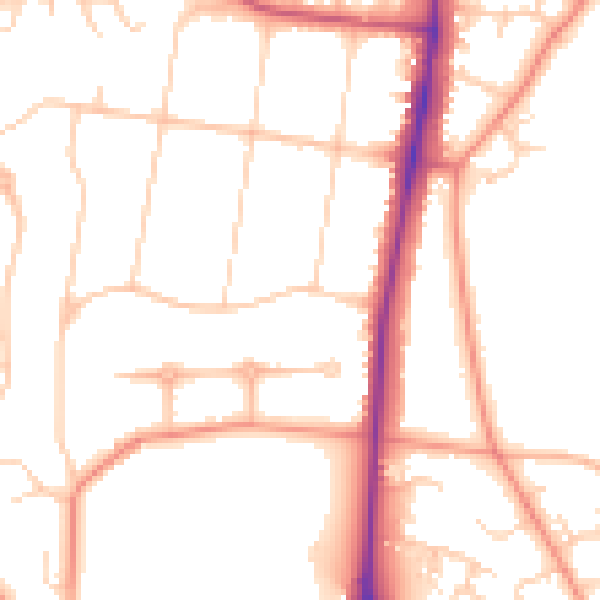 Daytime road noise heatmap for LS16 6AA