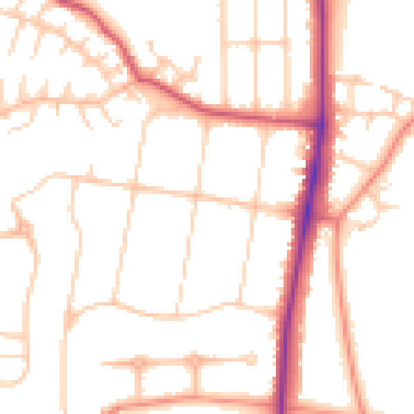 Daytime road noise heatmap for LS16 6AD