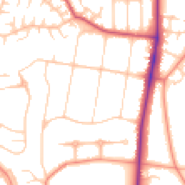 Daytime road noise heatmap for LS16 6AE
