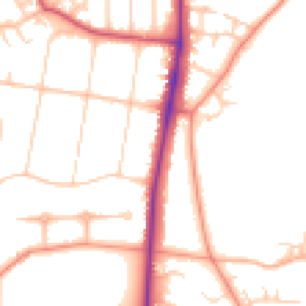 Daytime road noise heatmap for LS16 6AJ
