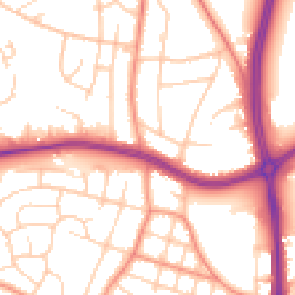 Daytime road noise heatmap for LS16 6EL