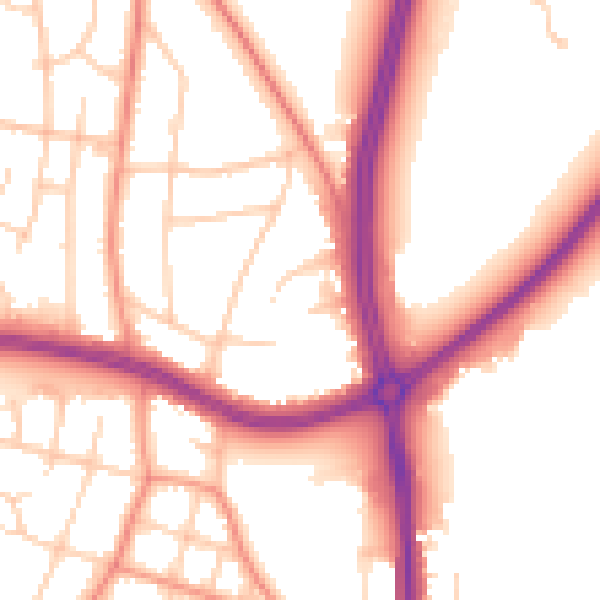 Daytime road noise heatmap for LS16 6JP