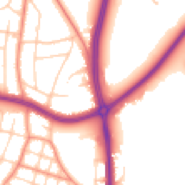 Daytime road noise heatmap for LS16 6QP
