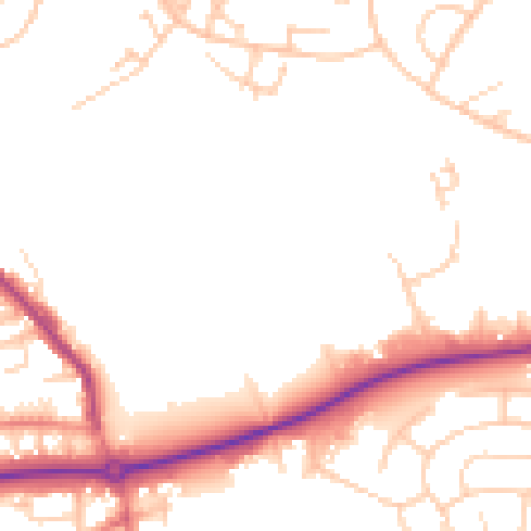 Daytime road noise heatmap for LS16 6TJ