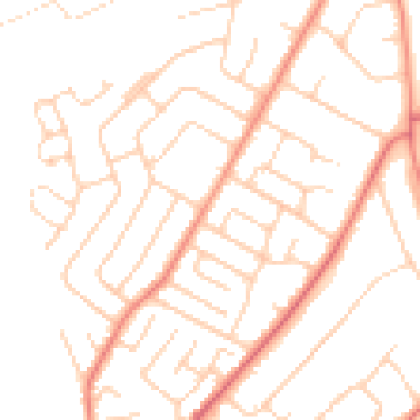 Daytime road noise heatmap for LS16 7EE