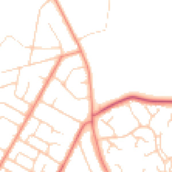Daytime road noise heatmap for LS16 7LQ
