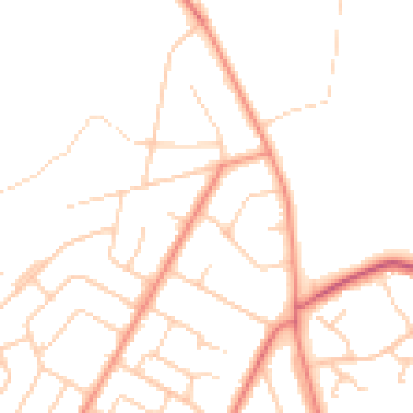 Daytime road noise heatmap for LS16 7LW