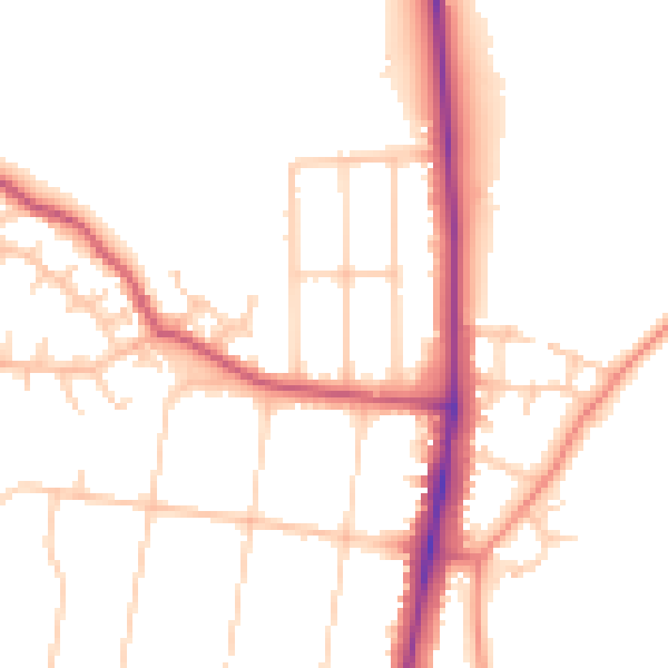 Daytime road noise heatmap for LS16 7PF