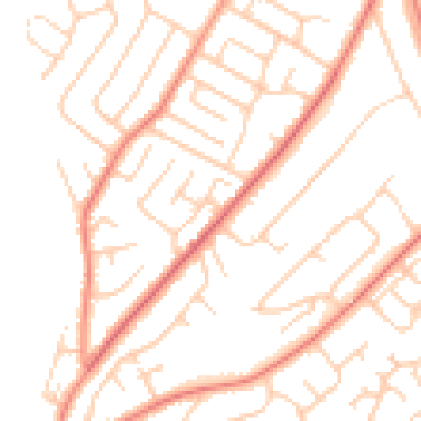 Daytime road noise heatmap for LS16 7PX