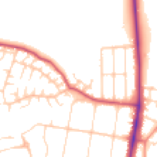 Daytime road noise heatmap for LS16 7TN
