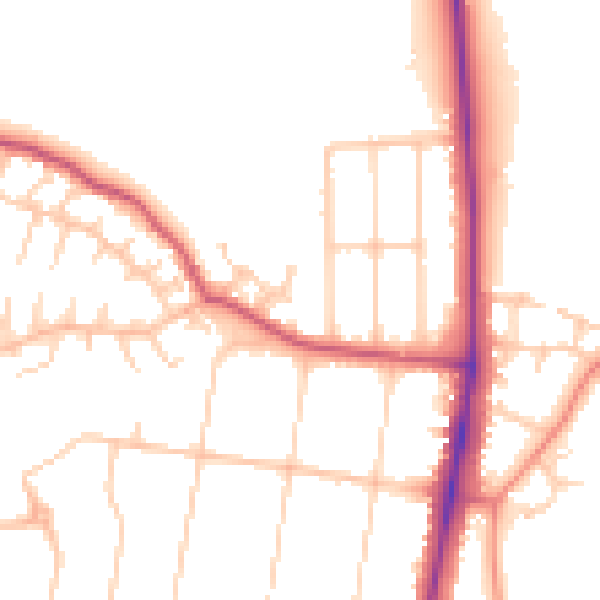 Daytime road noise heatmap for LS16 7TR