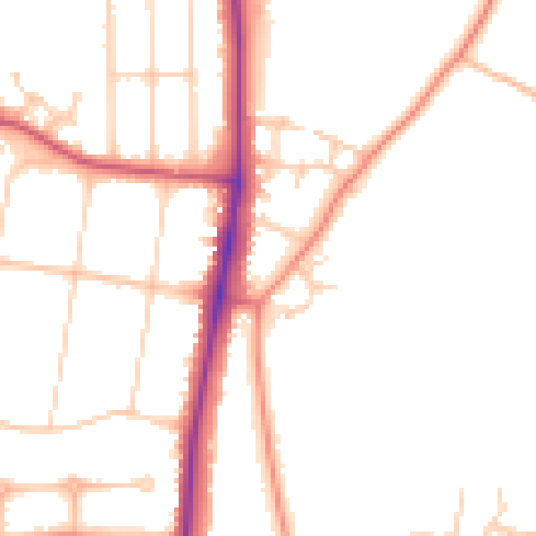 Daytime road noise heatmap for LS16 8DB