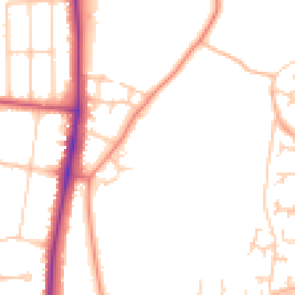Daytime road noise heatmap for LS16 8DF