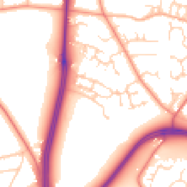 Daytime road noise heatmap for LS16 8FB