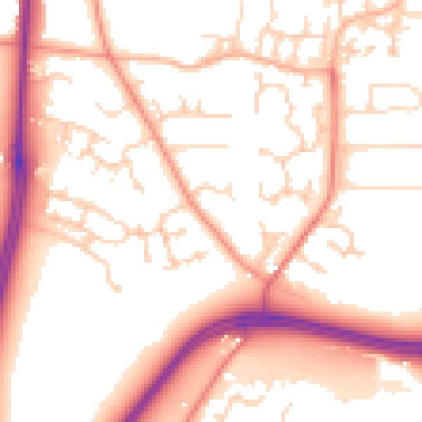 Daytime road noise heatmap for LS16 8FH