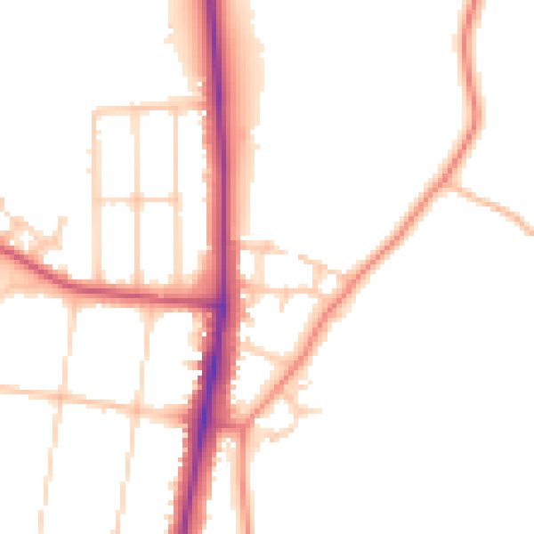 Daytime road noise heatmap for LS16 8FN