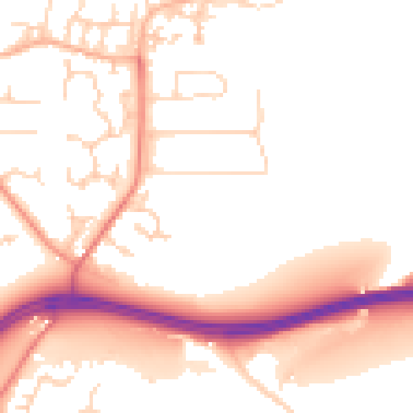 Daytime road noise heatmap for LS16 8FU