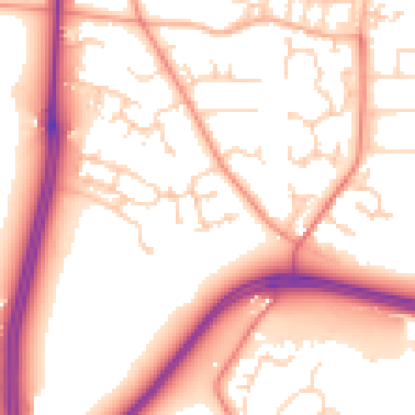 Daytime road noise heatmap for LS16 8FY