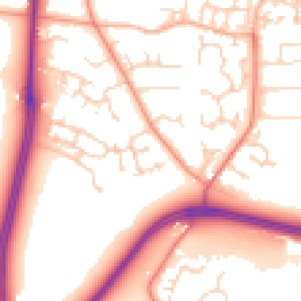 Daytime road noise heatmap for LS16 8FZ
