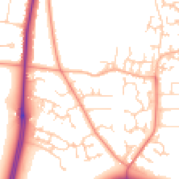 Daytime road noise heatmap for LS16 8HR