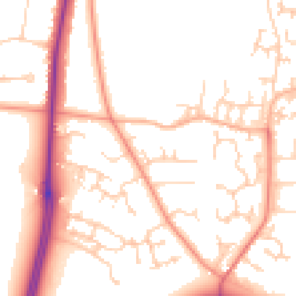 Daytime road noise heatmap for LS16 8HT