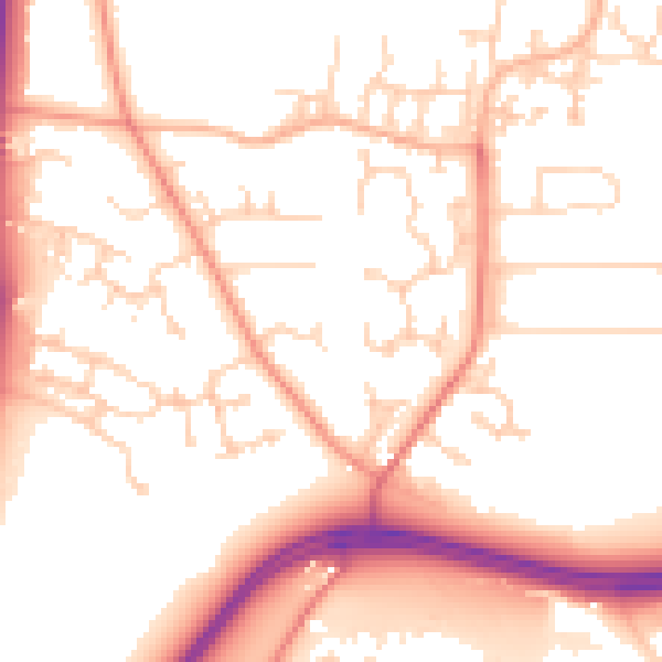 Daytime road noise heatmap for LS16 8HX