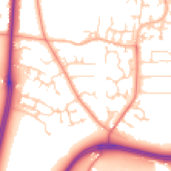 Daytime road noise heatmap for LS16 8HZ