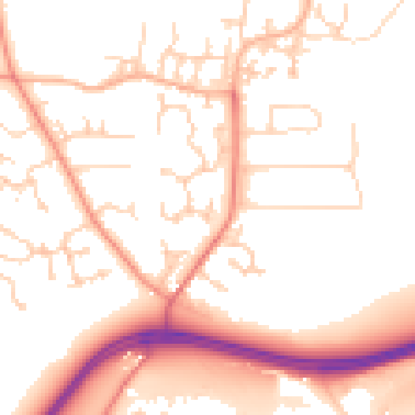 Daytime road noise heatmap for LS16 8NX
