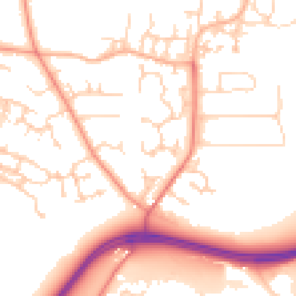 Daytime road noise heatmap for LS16 8NY