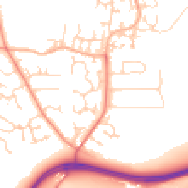 Daytime road noise heatmap for LS16 8NZ