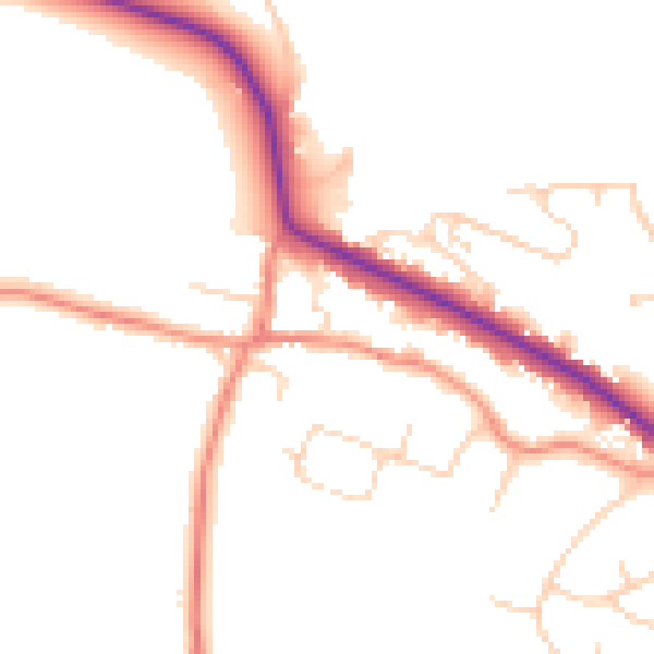Daytime road noise heatmap for LS16 9AA
