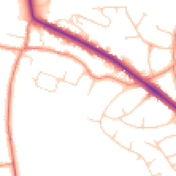 Daytime road noise heatmap for LS16 9AL