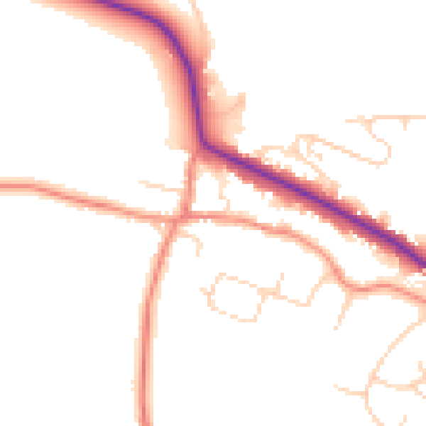 Daytime road noise heatmap for LS16 9AT