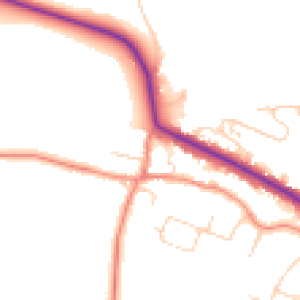 Daytime road noise heatmap for LS16 9BA