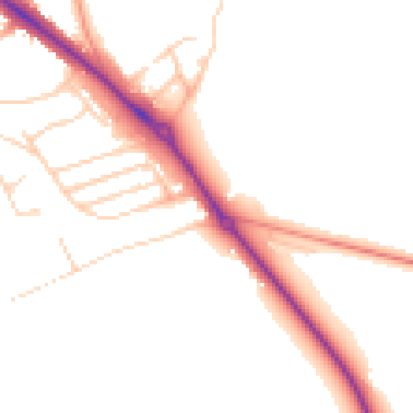 Daytime road noise heatmap for LS16 9BF