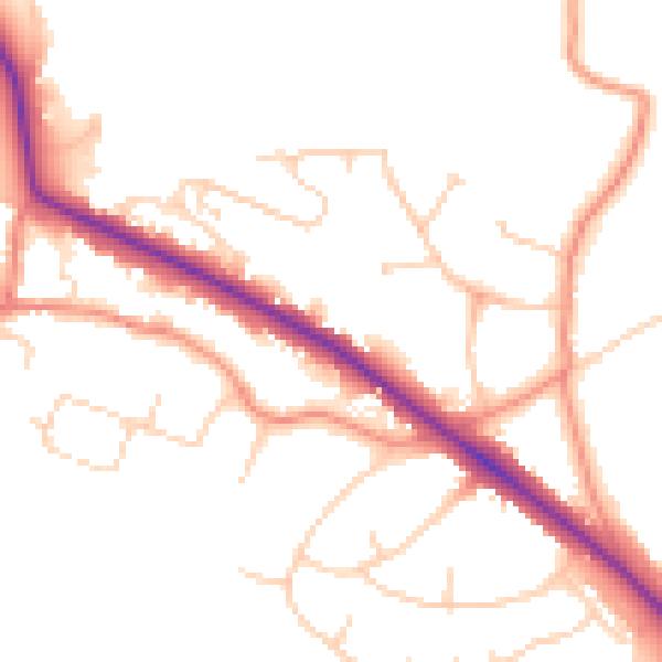 Daytime road noise heatmap for LS16 9BG