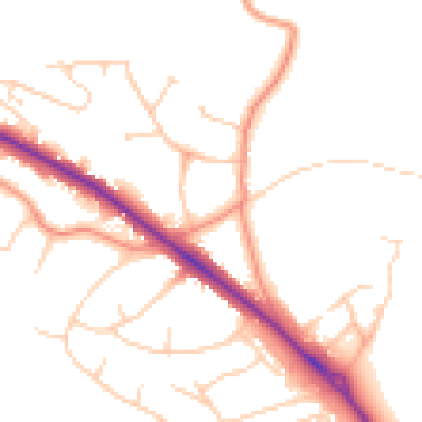 Daytime road noise heatmap for LS16 9BH