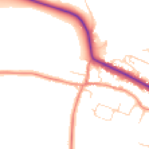 Daytime road noise heatmap for LS16 9BN