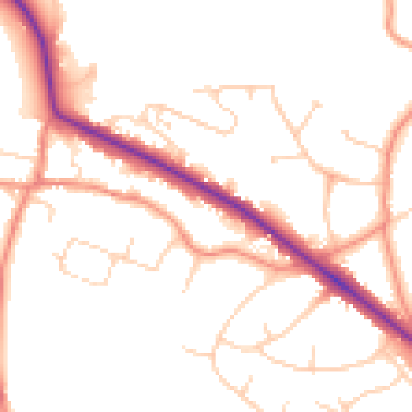 Daytime road noise heatmap for LS16 9BQ
