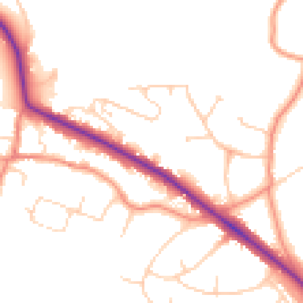 Daytime road noise heatmap for LS16 9BW