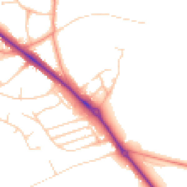 Daytime road noise heatmap for LS16 9EF