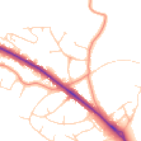 Daytime road noise heatmap for LS16 9EH